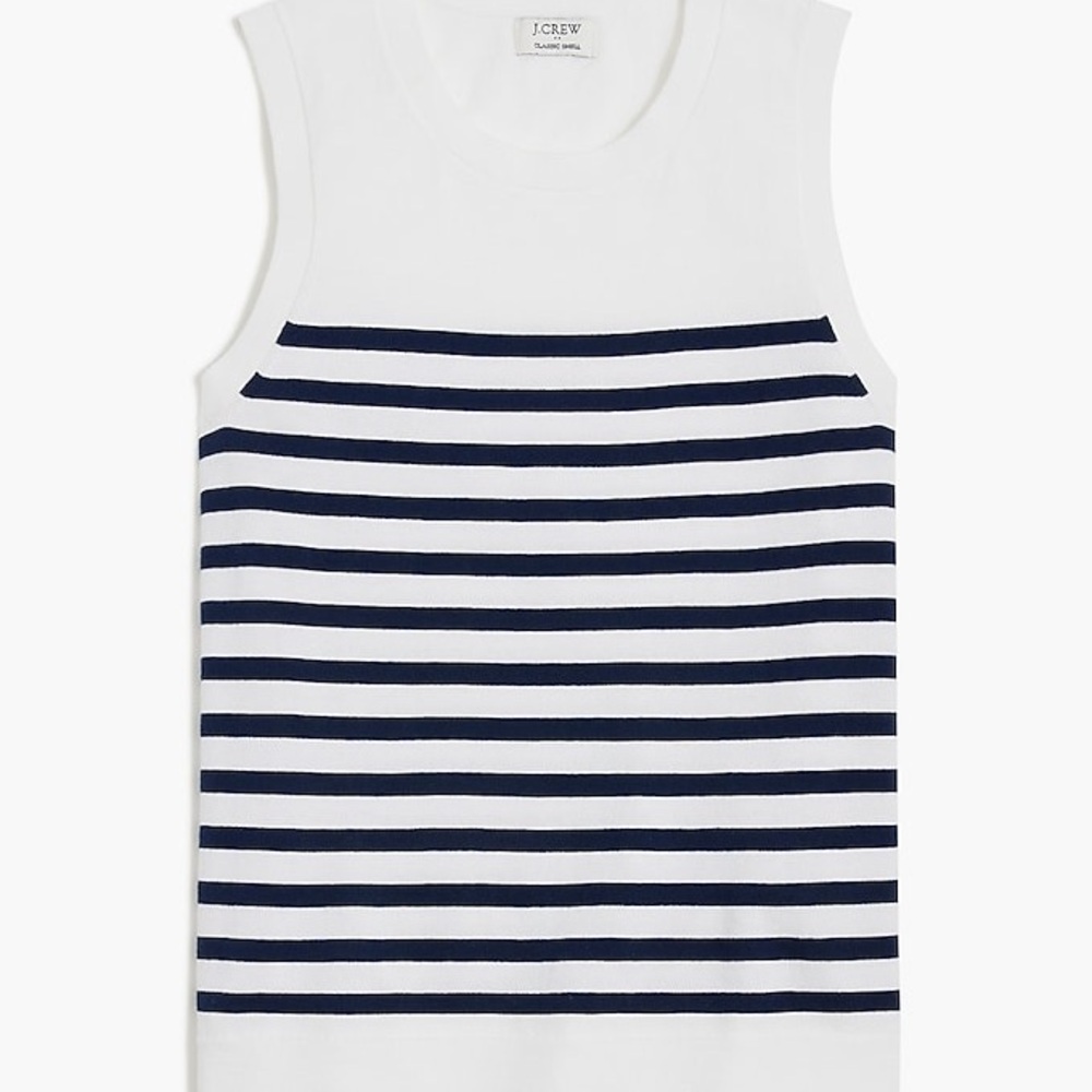 J.Crew Striped sweater shell In White Antique Navy Stri Size M NWT